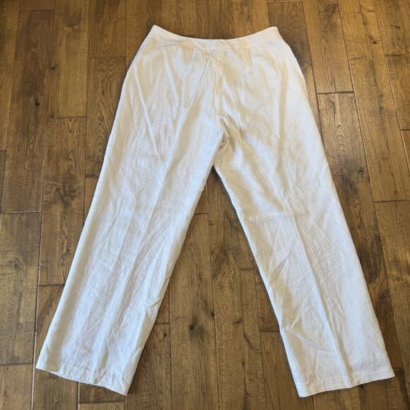 Kim Rogers White Linen Lined Pants High Rise Straight Leg Trouser Womens Sz 16 - Picture 6 of 6